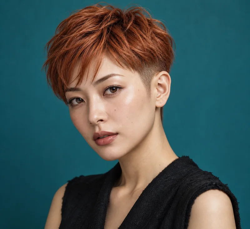 自然銅色漸層 Pixie 短髮編輯用形象