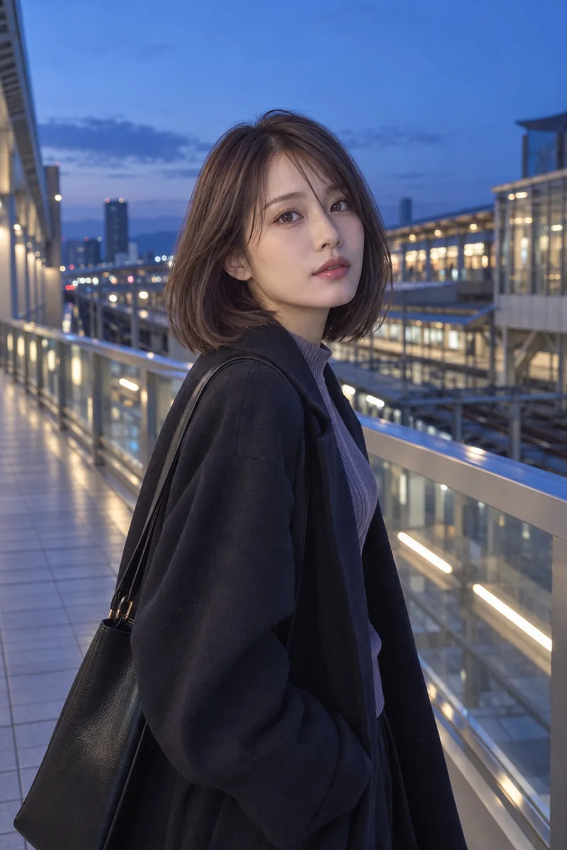 Iris Brown evening bob commute hair 與 cool violet undertone 的未來髮型編輯用形象