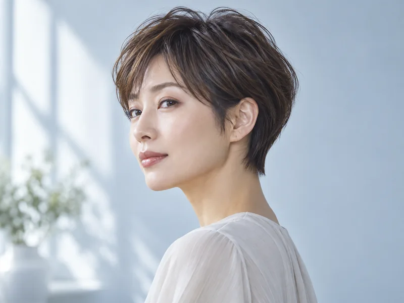 maegami catalog pixie profile の判断ポイントを示す編集用ヘアスタイル写真